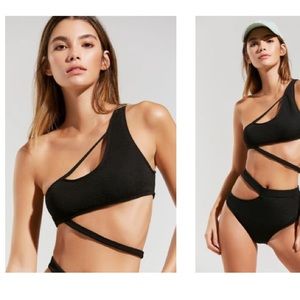 NWT Black cutout/strap 2pc Bikini Swim top/bottom